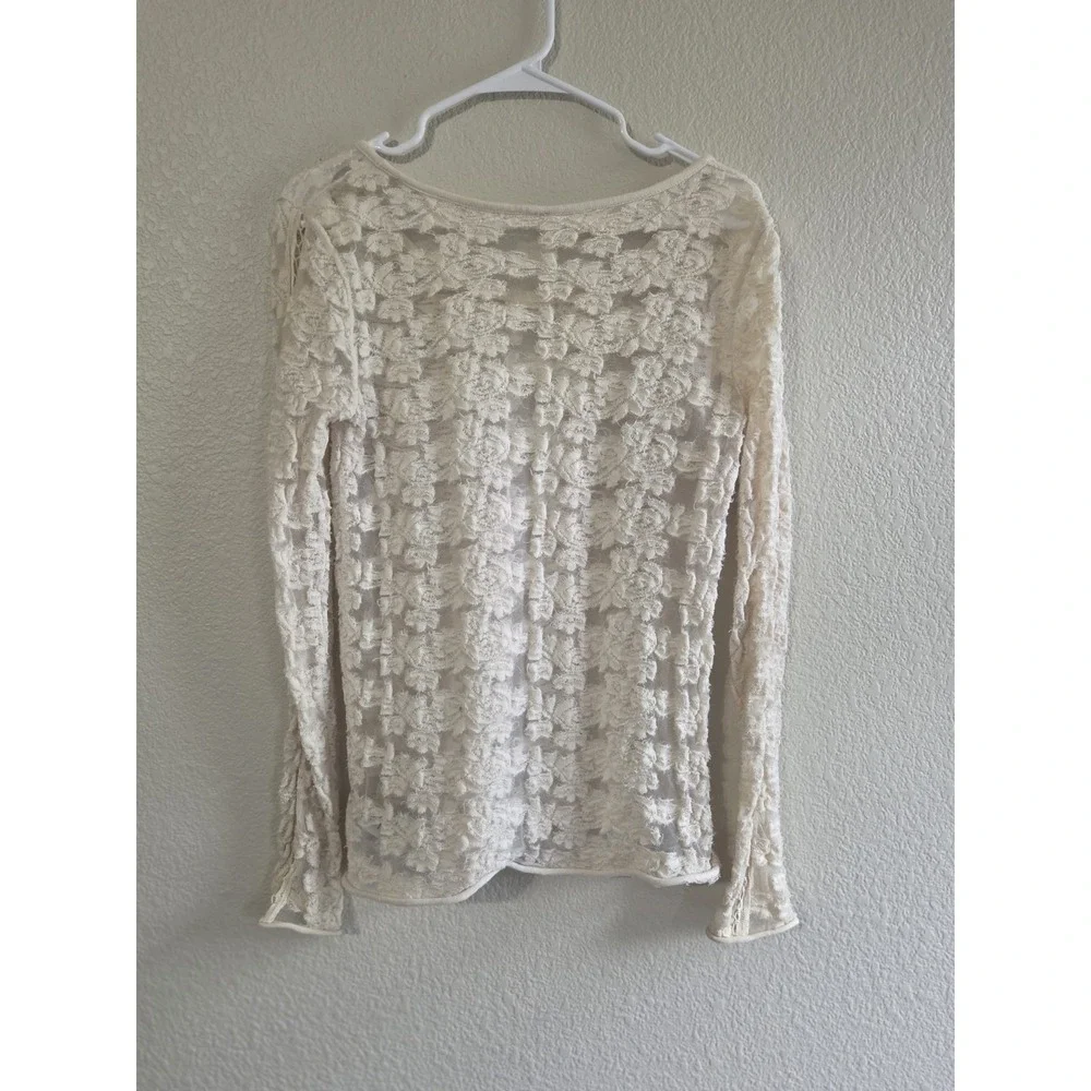 Free People Floral Textured Sheer Top M Festival Layer Cottage Fairy Core